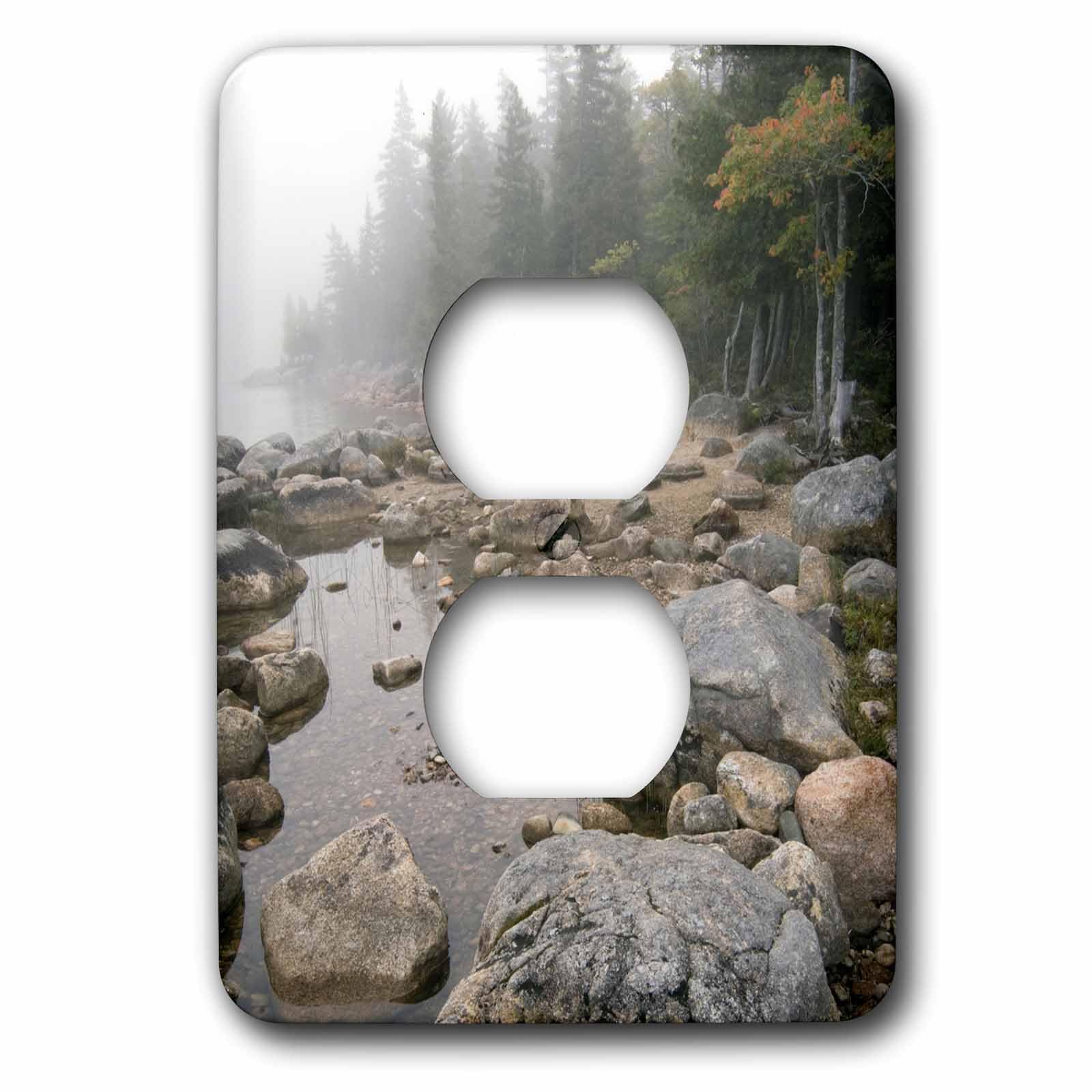 Double plaque de prise haut de gamme photo d'art Jordan Pond Acadia par Raymond Klass