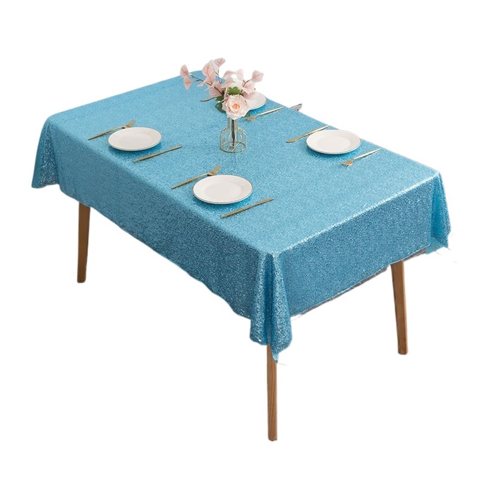 EKalgretrA Sequin Tablecloth Sequined Round Table Cloth Banquet Decorative Solid Cover Dust-Proof Full Furniture Protector(Color 18,Round 100cm)