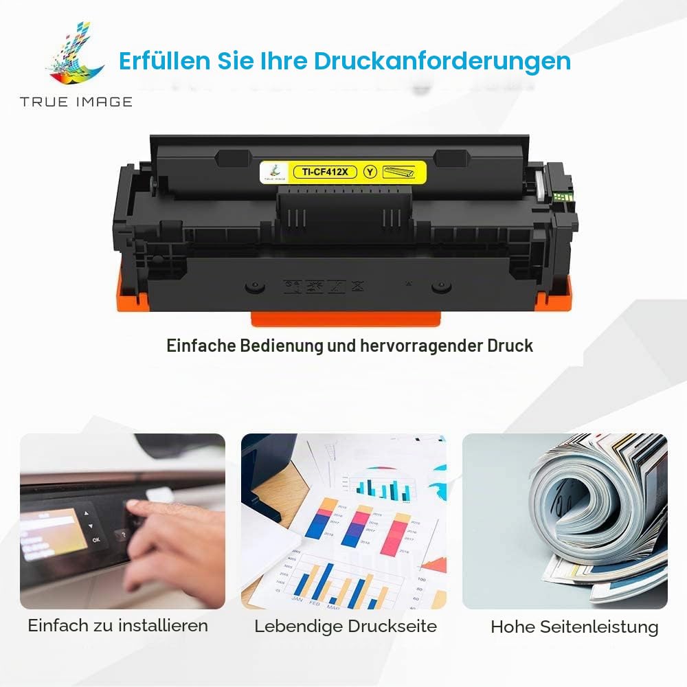 True Image Kompatibel Toner als Ersatz für HP 410 410A 410X CF410X CF410A Color Laserjet Pro MFP M477fdw M477fdn M377dw M477fnw M452dn M452dw M452nw M452 M477 M377 - Schwarz Cyan Gelb Magenta 4er-Pack | Color Laserjet Pro MFP M477fdw M477fdn M377dw M477fn