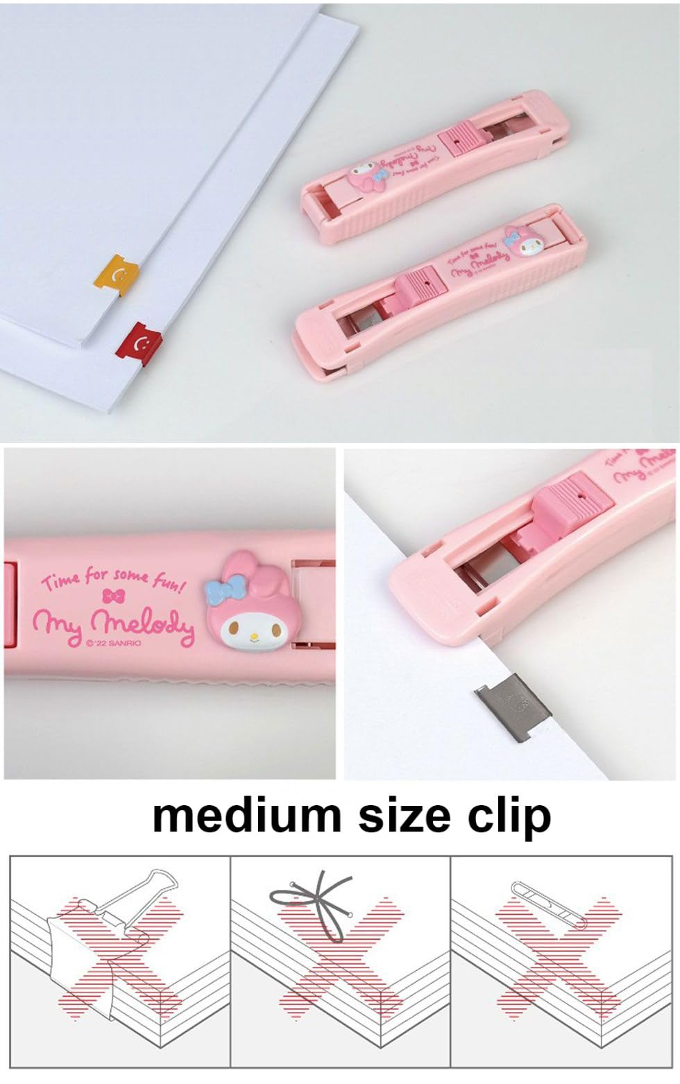 LENITH Clamp Clip Dispenser Stapler Cute Animal Faced Reusable