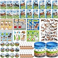 Horse Party Favors, 41 Horse Stickers, 12 Goodie Bags,12 Button Badges, 12 Keychains, 12mini notepads,12 rubber bracelets for Cowboy Cowgirl Animal Horse Birthday Party Supplies, 113 PCS (Blue)