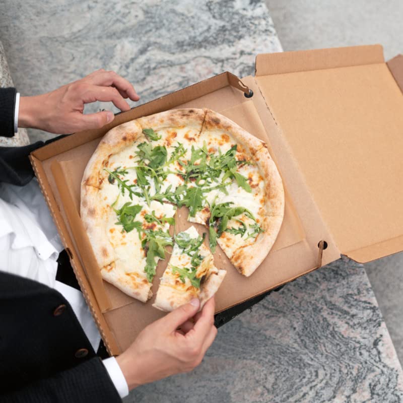Générique 100 Boîtes à pizza en carton décorées, avec trous d'aération latéraux, dimensions 26 * 26 * 4cm