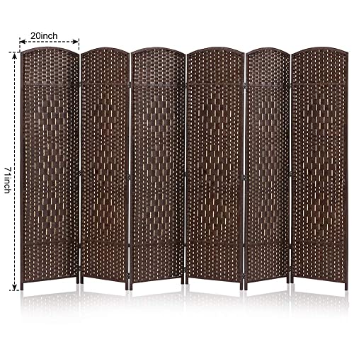 Jostyle Room Divider 6Ft. Tall Extra Wide Privacy Screen, Folding Privacy Screens With Diamond Double-Weave Room Dividers And Freestanding Room Dividers Privacy Screens(Brown, 6-Panel) #TOP4