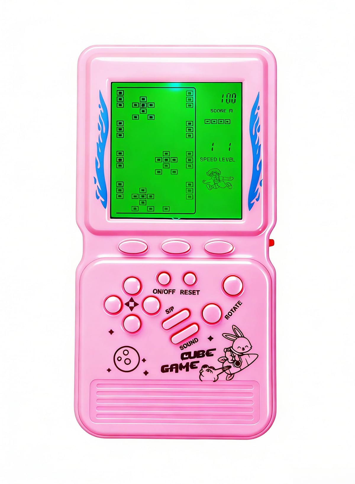 Console di Gioco Cubo Elettronico 23 Giochi a Blocchi Retroilluminazione Verde Difficoltà Regolabile Giocattolo Retrò Gioco Puzzle Portatile Regalo di Natale per Bambini/Adulti (Rosa)