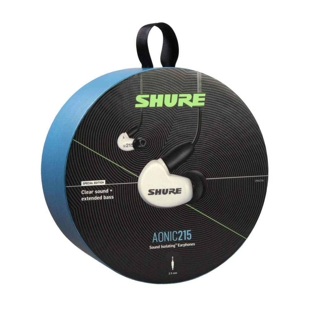 Shure AONIC 215 Auricolari Sound Isolating cablati, Suono Trasparente, Driver Singolo, vestibilità in Ear, Cavo Staccabile, compatibili con dispositivi Apple e Android – Bianchi