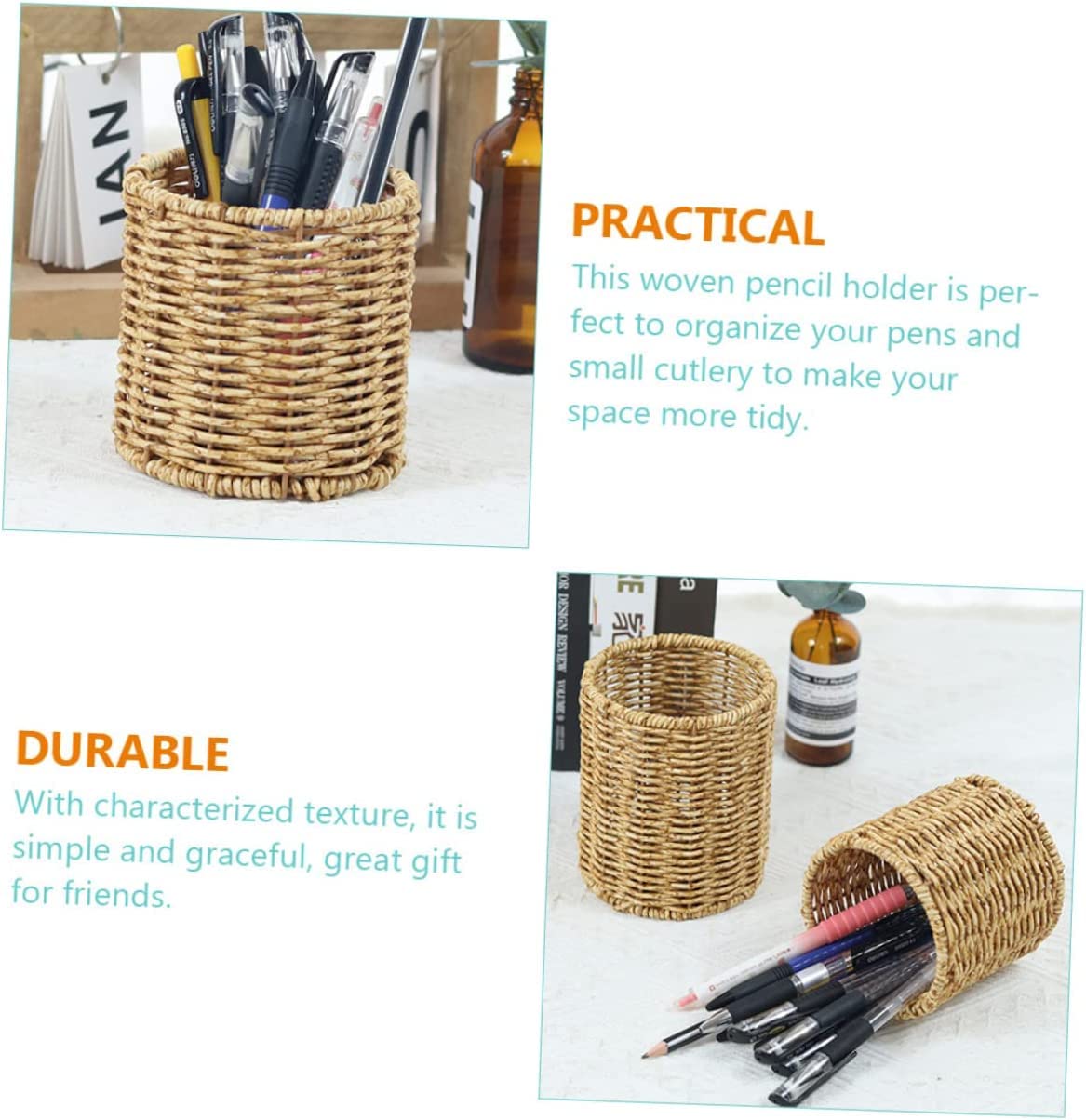 Porte-stylo Pot à crayons Fournitures de bureau Organisateur de stockage Conteneur 4pcs Porte-stylo Rond Bureau Table Pot Art Maquillage Pinceau Pot Stylo Tasse Bureau Stylo Organisateur Trousse Litté