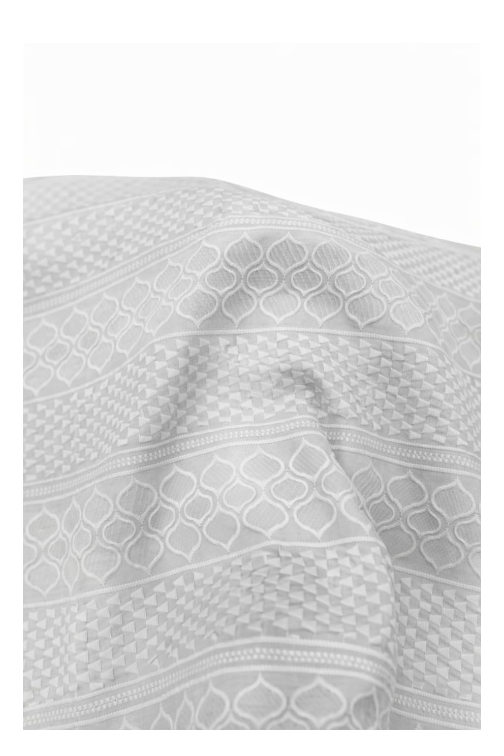 Lucknowi Chikankari Hand-Embroidered Cotton Fabric for Mens– Tailor-Friendly Material for Kurta | Unstitched | Suitable for Size S to XXL | Width 58", Work 52"