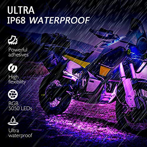 AMBOTHER 12Pcs Motorcycle LED Light Kits Strips Waterproof Multicolor IR/RF Remote Controllers Underglow Accent Glow Neon Ground Effect Atmosphere Lights Lamp for Harely Davidson Motorcycle - Thumbnail 2