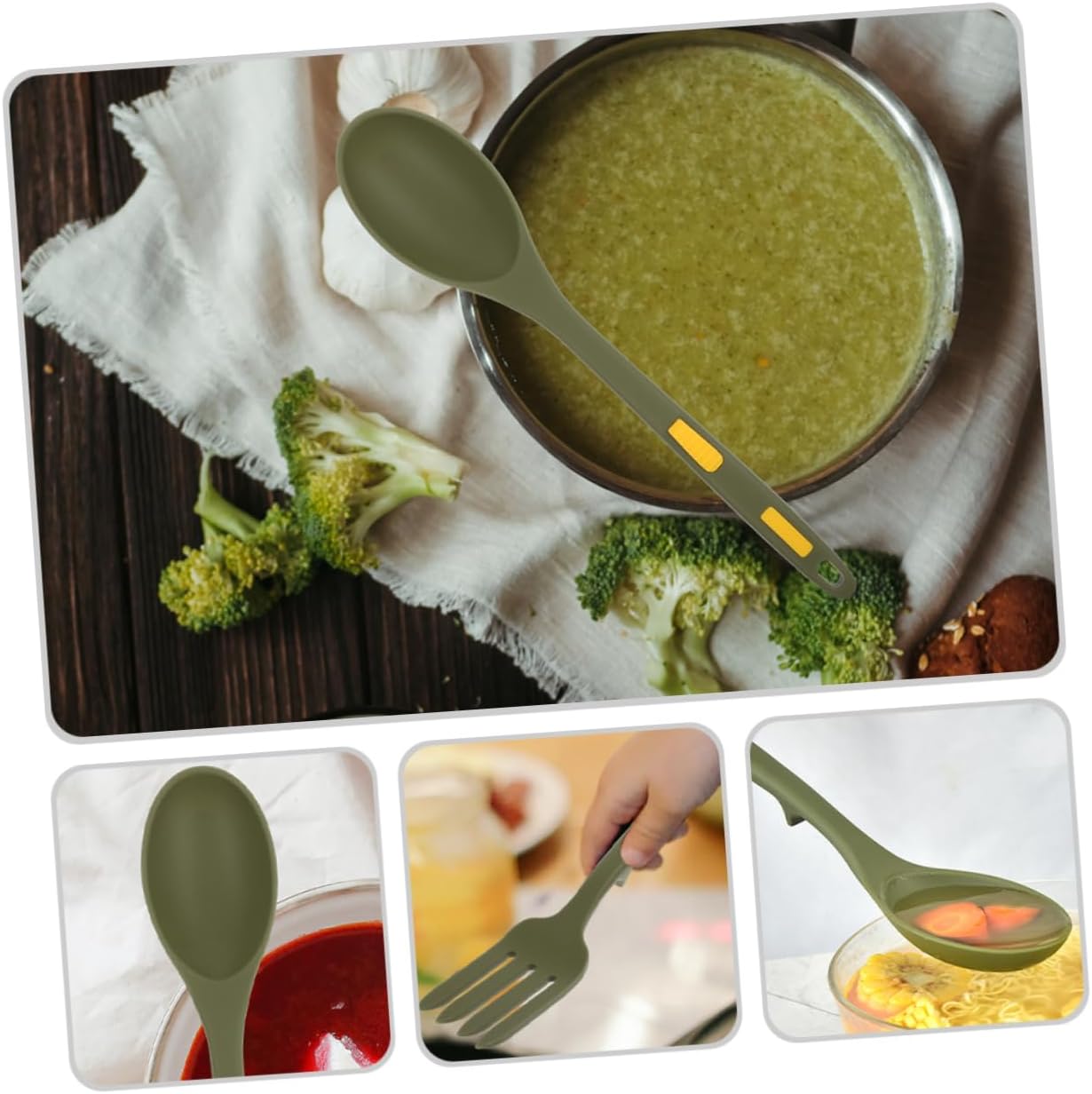 Cooking Set of Silicone Fork Spoon Pasta Fork Spaghetti Spoon Nonstick Kitchen Utensils