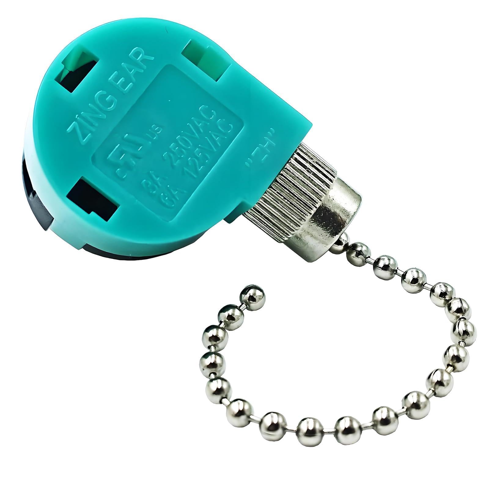 Ceiling Fan Switch 3 Speed 4 Wire Zing Ear ZE 268S6 Pull Chain Switch Control Replacement for Ceiling Fans,Wall Lamps,Cabinet Light (Nickel Pull Chain)
