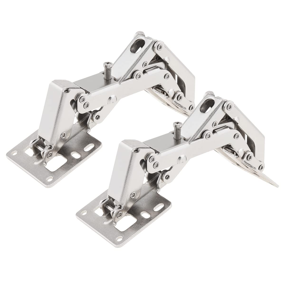 HOJLKLD 2Pcs Frameless Cabinet Door Hinges, Solid Steel 170 Degree Adjustable, Soft Closing Hydraulic Mounting Hinges, Silver