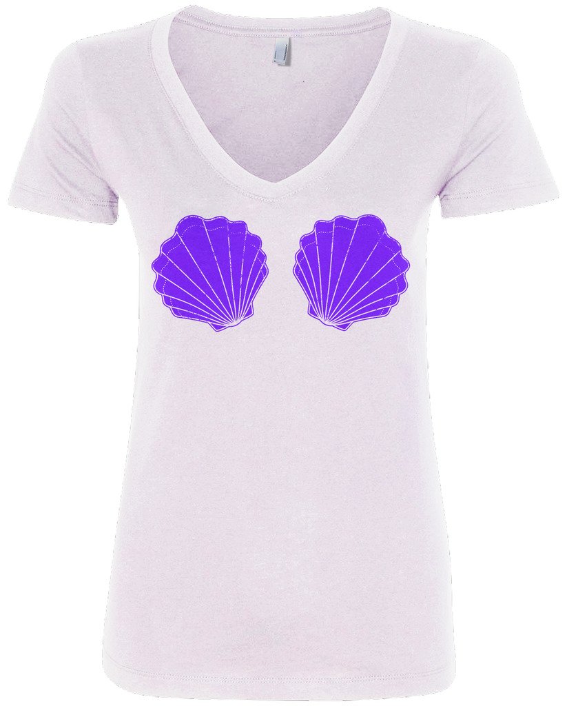 ThreadrockWomen's Mermaid Seashell Bikini V-Neck T-Shirt