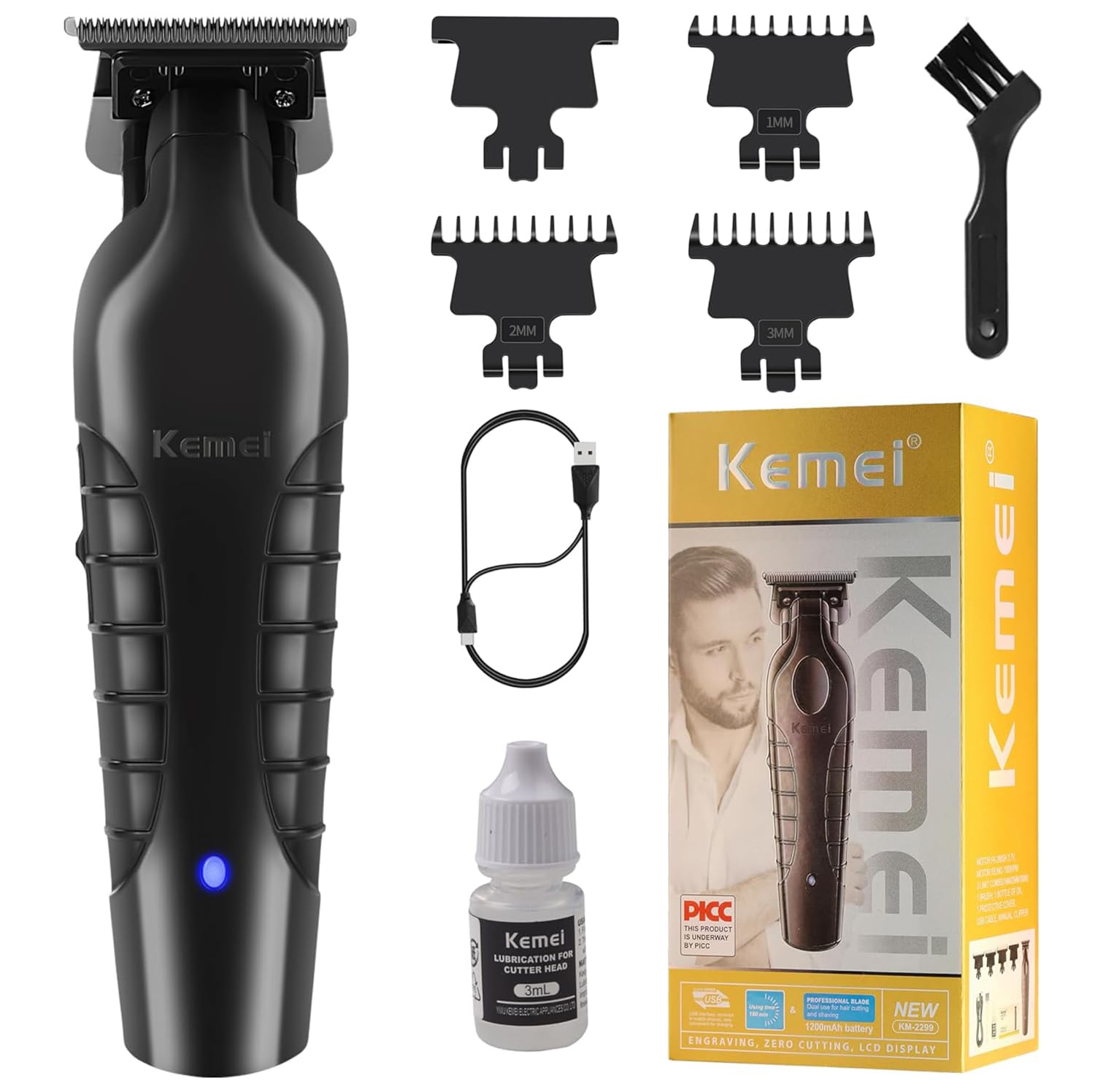 2299 Professional Hair Trimmer for Men Electric Hair Clippers Zero Gapped T Blade Beard Trimmers Barber Hair Cuttings Kit Cordless Gift for Men
