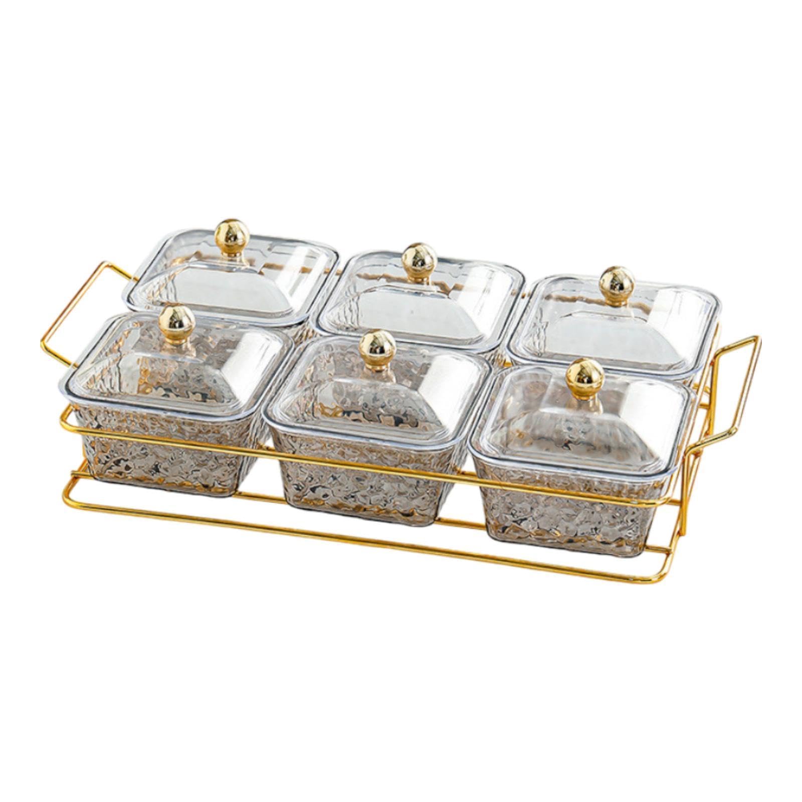 LOVIVER Assiette à Noix de Mariage, Bol à Noix divisé en Verre, Assiette de Service d'apéritif de Fruits secs, Plat à Bonbons pour Mariage, Salon, Maison, 6 Ceintures