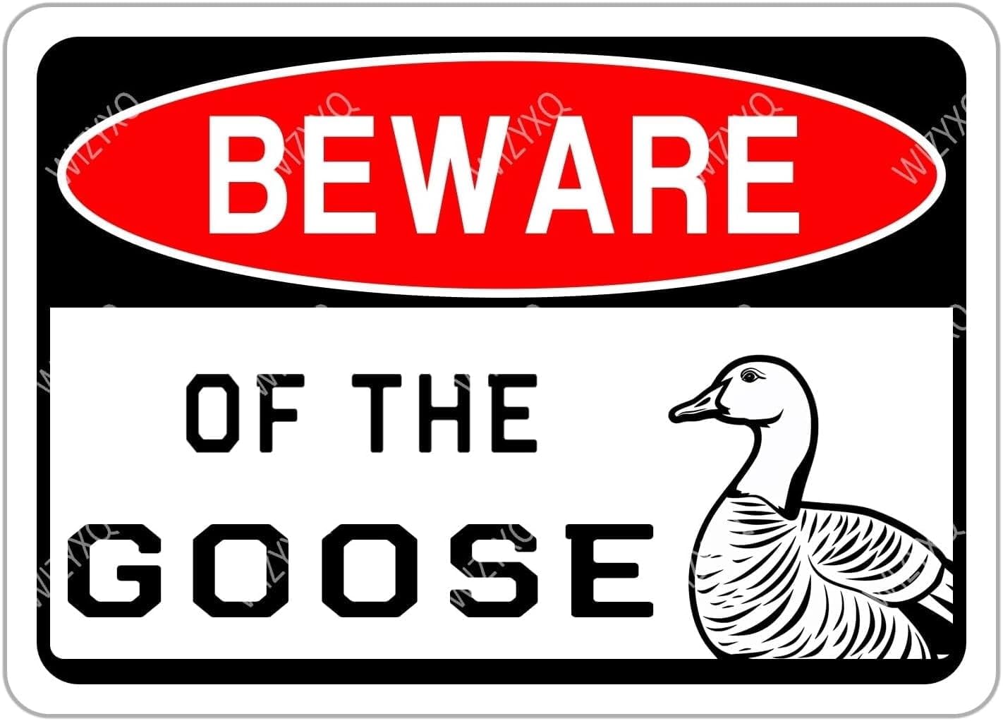 (2-Pack) Metal Tin Sign Sign - Beware of The Goose - Funny Sign - Warning Decor for Yard, Garden, Garage, Fence - 8x12 Inches