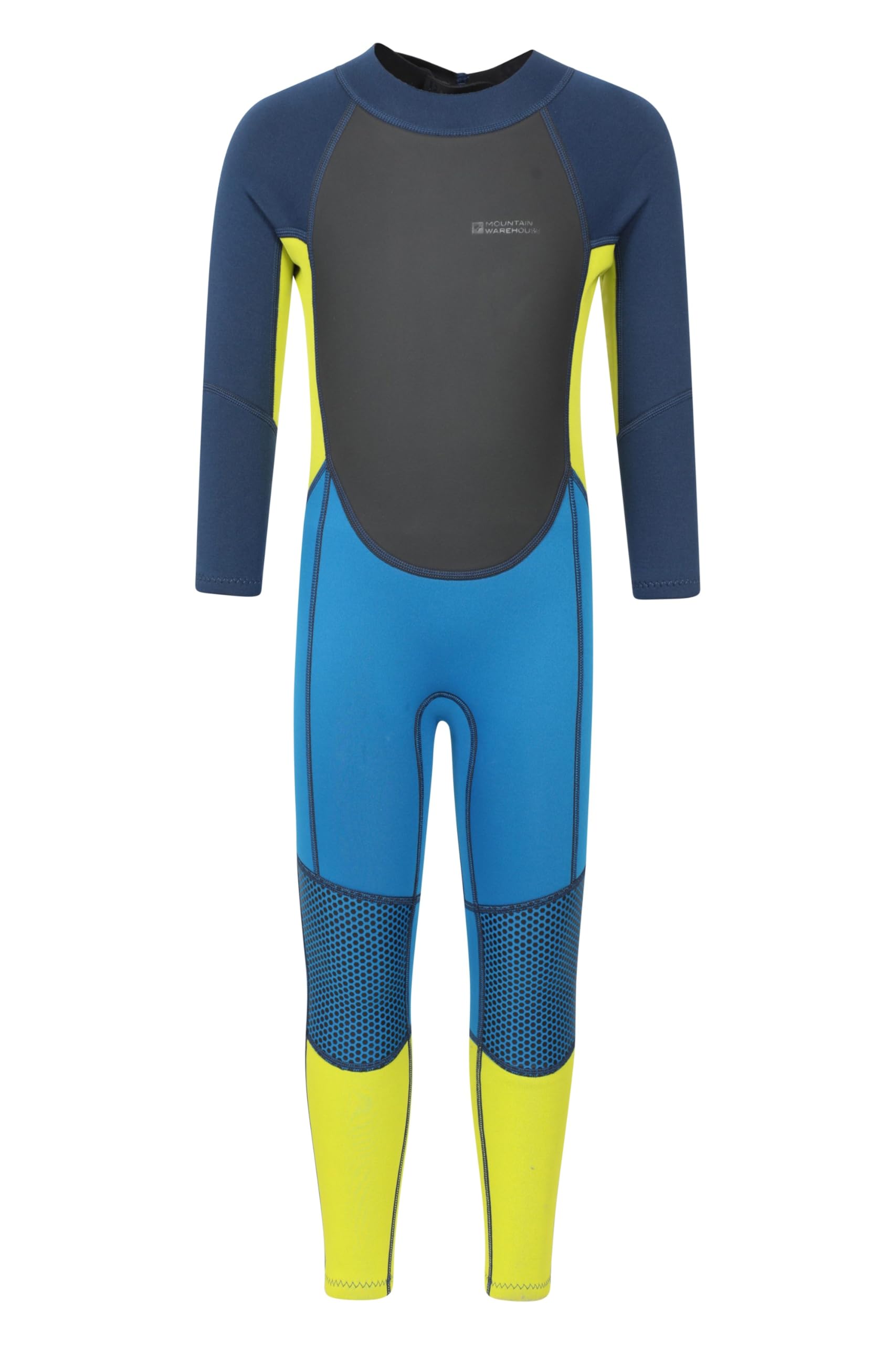 Mountain Warehouse Kids Full Wetsuit - 2mm Thickness, UPF50+, Neoprene Children's Wetsuit, Flat Seams, Easy Glide Zip Swimming Wetsuit - Spring Summer Bright Blue Kids Size 3-4 Years