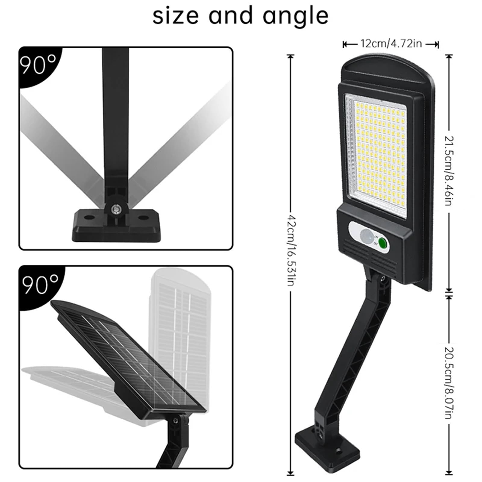 Naświetlacze LED, Solarna Lampa Uliczna Z Czujnikiem Ruchu Solarna Lampa Parkingowa 168 LED IP65 Zewnętrzna Lampa Słoneczna Do Ogrodu Garden Street Jasne światło Robocze (Color : Nero, Size : 4PCS)