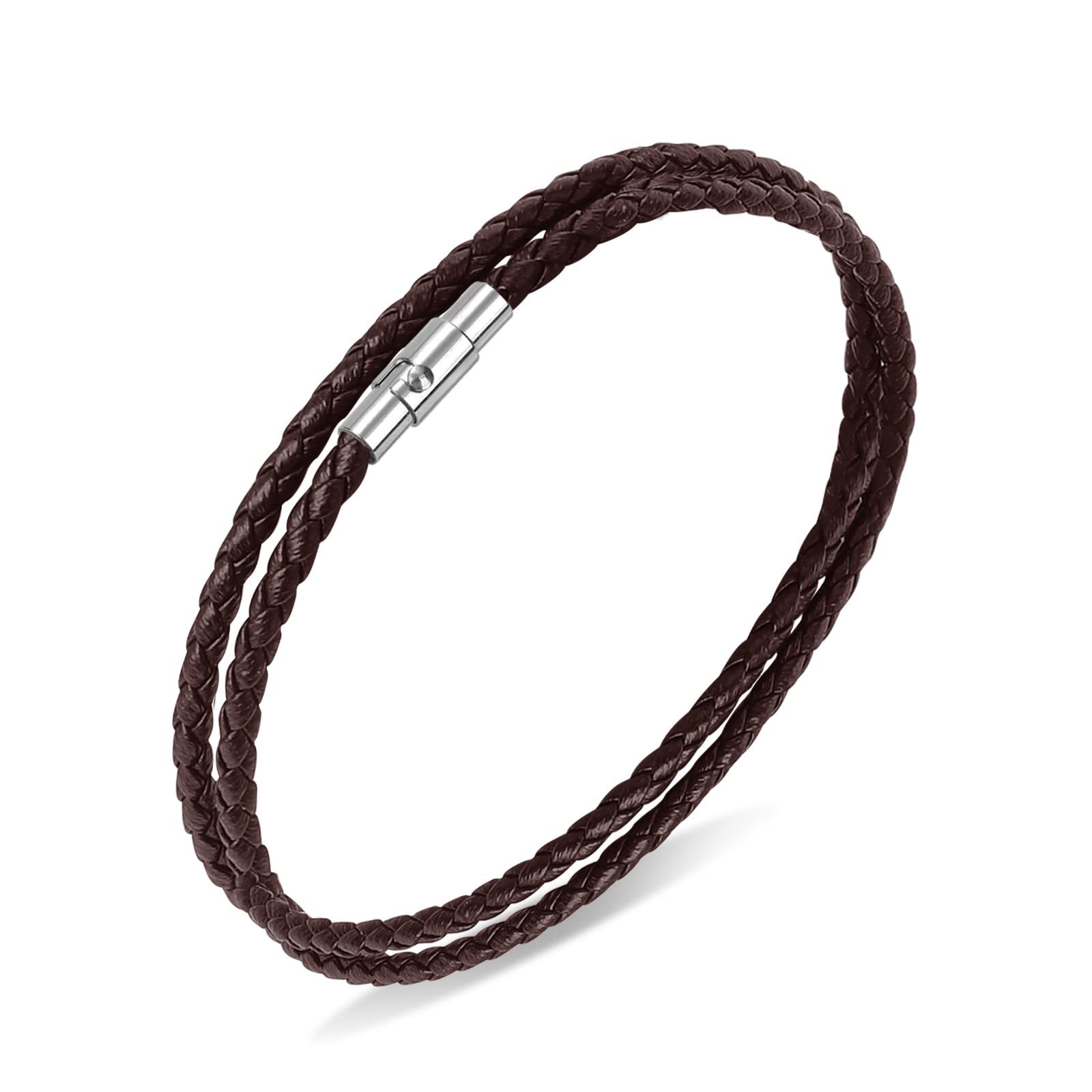 YolevLeather Braided Double Wrap Braided Leather Bracelet for Men & Women