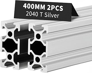 2pcs 15.75 inch 400mm 2040 T Slot Aluminum Extrusion Profile European Standard Anodized Silver Extruded Linear Rail Guide Frame for 3D Printer Laser Engraving Machine CNC Workbench DIY