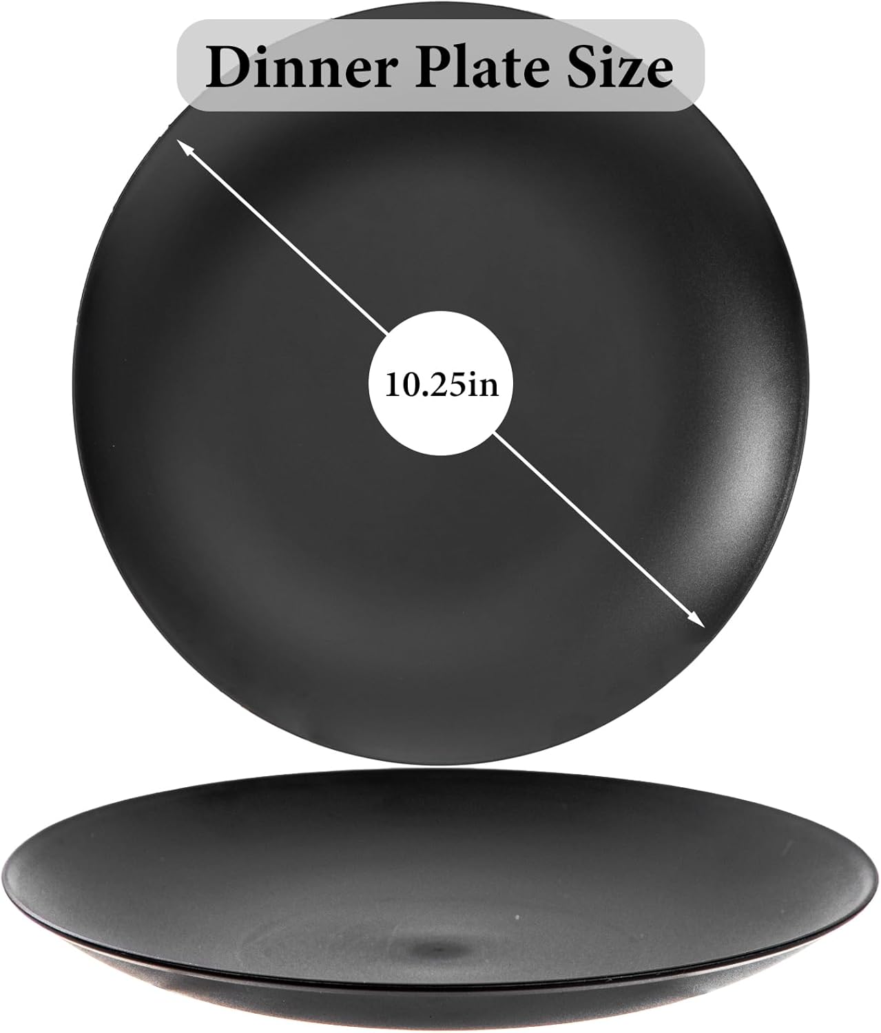EI enjonirinjonir 80pcs Black Plastic Plates Disposable for Dinner,10.25inch Party Plates Disposable Heavy Duty,Elegant Matte Plastic Plate Frosted is Ideal for Wedding/Birthday//Tables Decoration - Image 3