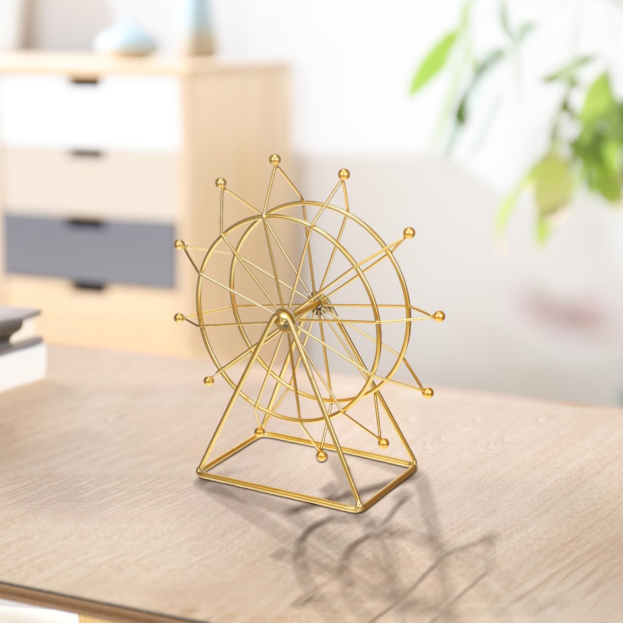 ARTIBETTER 4pcs Ferris Wheel Model Vintage Bookshelf Home Decorations Retro Decor London Ferris Wheel Sculpture s 3D Model Bookcase Home Accents Gold Accents Crafts 9×8 Inches