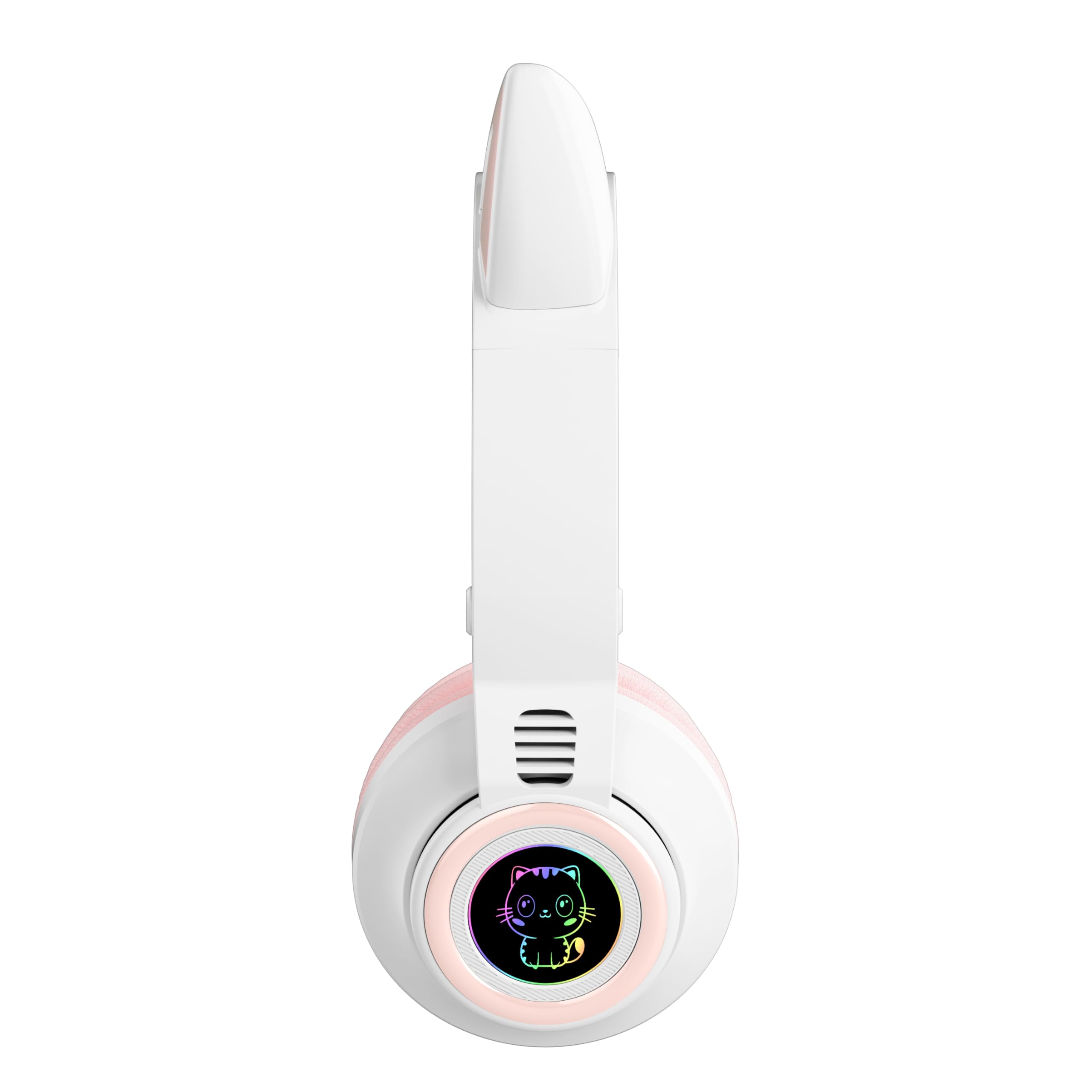 Katzenohr-Bluetooth-Kopfhörer, kabelloses Headset für Kleinkinder, Babys, Kinder, Kinder-Kopfhörer mit Mikrofon für Jungen und Mädchen, Reise-Pad, Amazon Fire Handy (Rosa/Weiß)