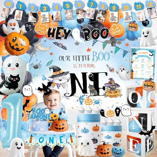 131pcs Spooky One Halloween Birthday Party Decorations for 1st Boy,Halloween