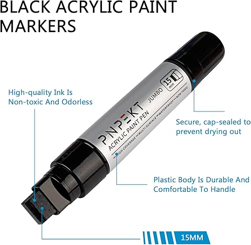 Miniatura 3 de Rotuladores de pintura acrílica jumbo, rotuladores de punta de fieltro de 0.59 pulgadas, rotuladores de pintura a base de agua para madera, roca,