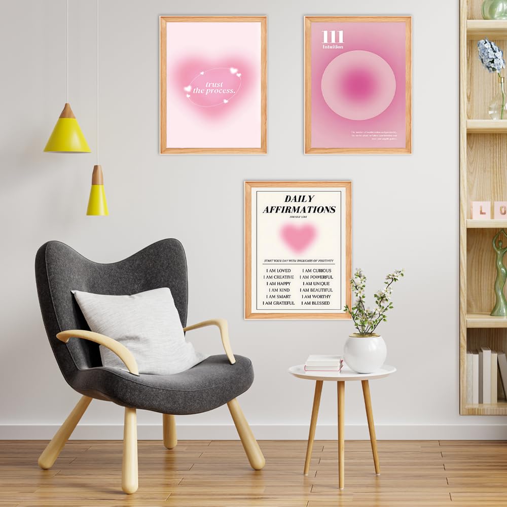 Tableau Rose Posters Déco Chambre Ado - Set 3 Pièces Motifs Papillons Roses (30x40cm) Poudré Et Gris Amazon