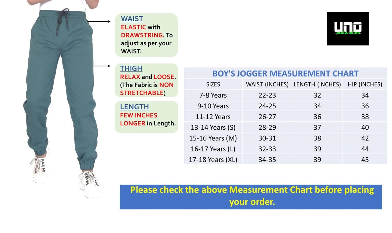 UNOseven Boys Cotton Cargo Jogger Pant - Slim Fit - Dusky Grey - Size L 2