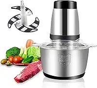Moedor Elétrico Potente Alimentos 1000W Carnes Picador Legumes Temperos Processador Triturador Multiprocessador Inox 2L 110V