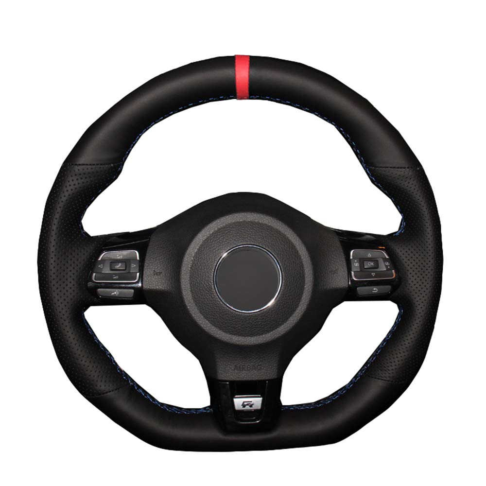 YYFTT For Or Hand Sewing Car Steering Wheel Cover Red Marker For Volkswagen Golf 6 Gti Mk6 Vw Polo Gti Scirocco R Passat Cc R Line 2010