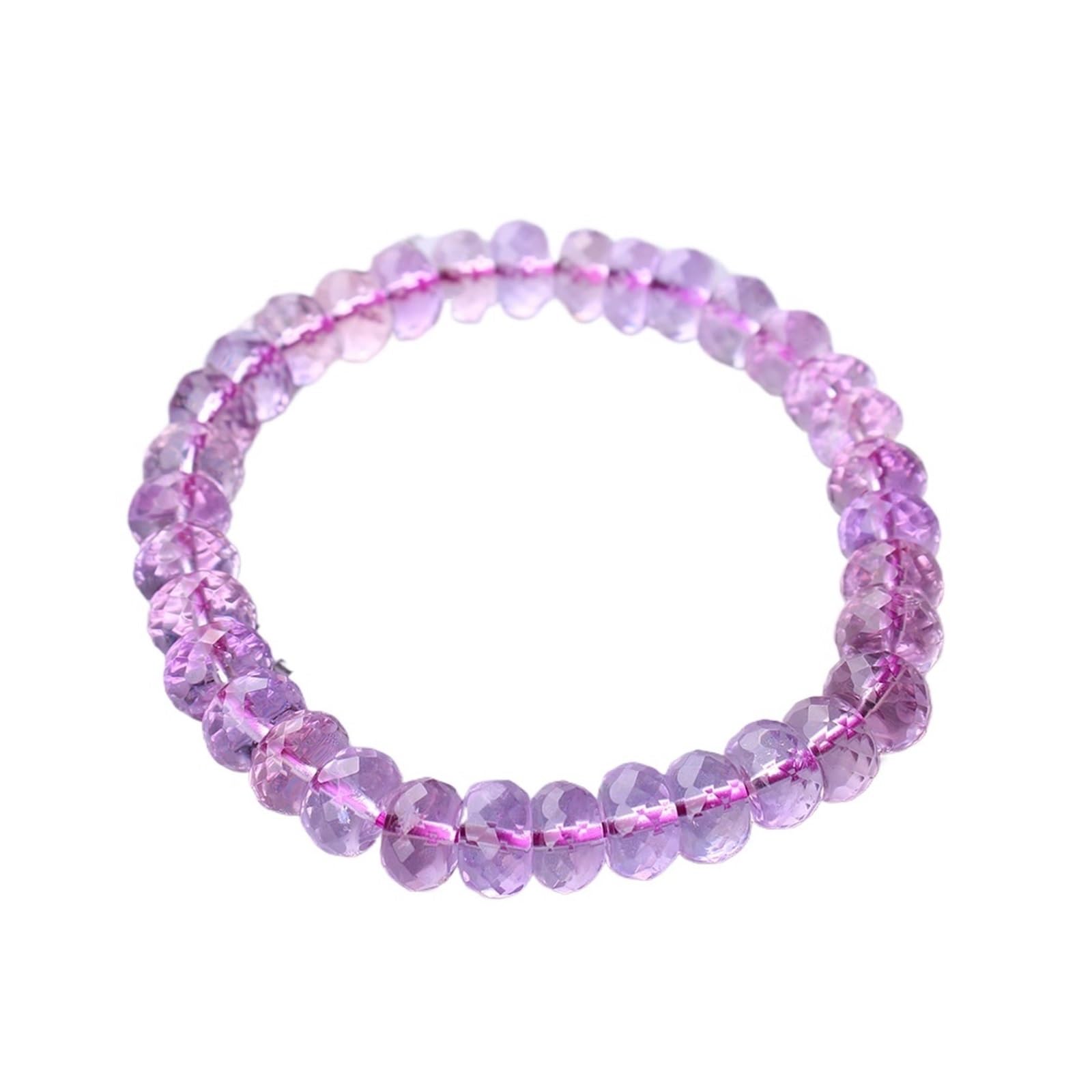 Generico Bracciale con perline sfaccettate di quarzo ametista viola naturale 7mm 8mm 9mm Donna Uomo Pietra lavanda elasticizzata AAAAA