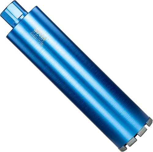 SALI Wet Diamond Core Drill Bits 4"/102mm Diameter, 15"/380mm Drilling Depth Concrete Core Drill Bit, 1-1/4-7" Thread Core Bit Turbo Laser-Welded Segments with Rebar, Brick, Block, Masonry, Stone