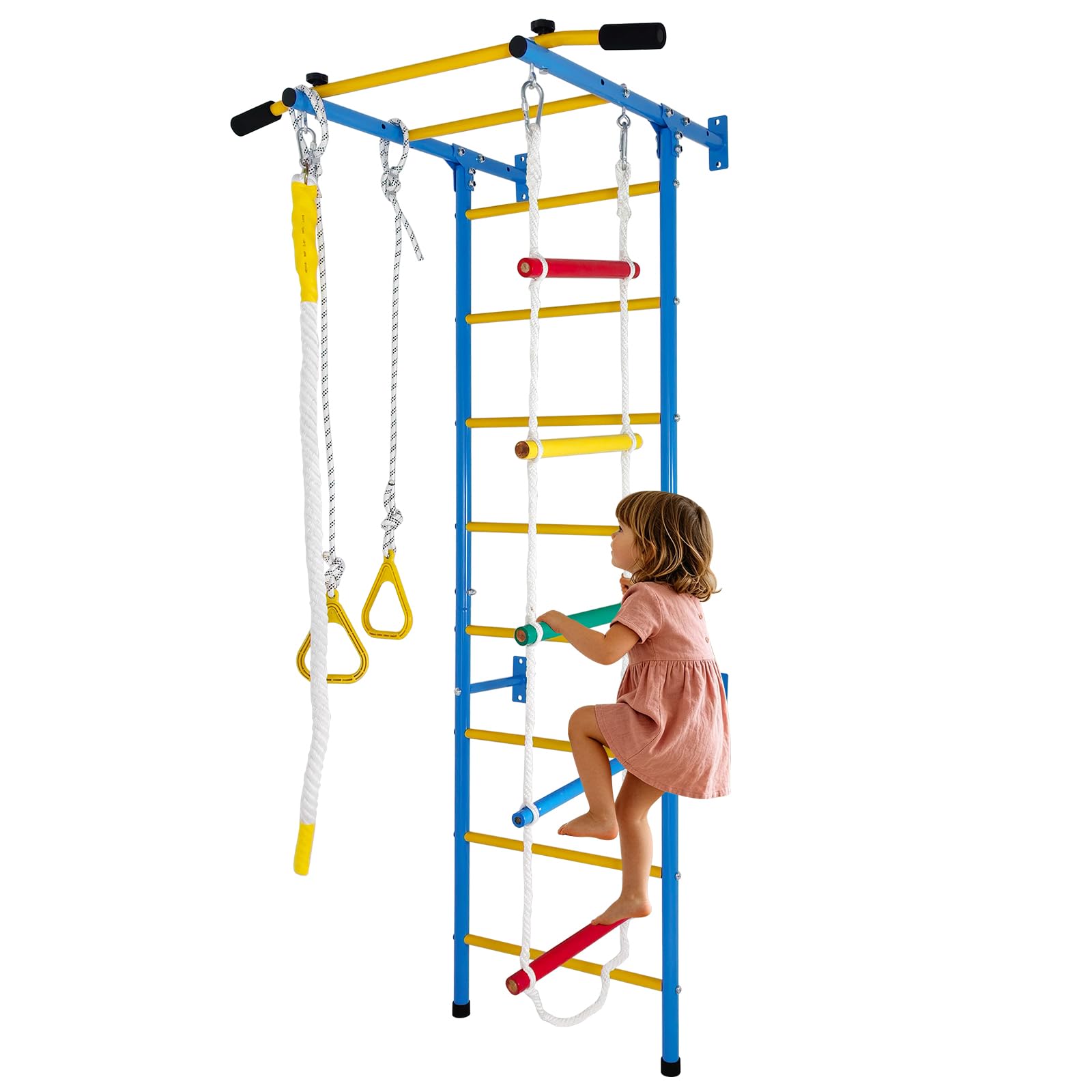 Struttura da arrampicata 5 in 1 per bambini, parete da arrampicata per interni con pioli