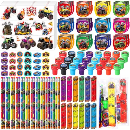 Papeterie Monster Truck en lot de 168 | Cadeau d'invité idéal pour anniversaire et fête