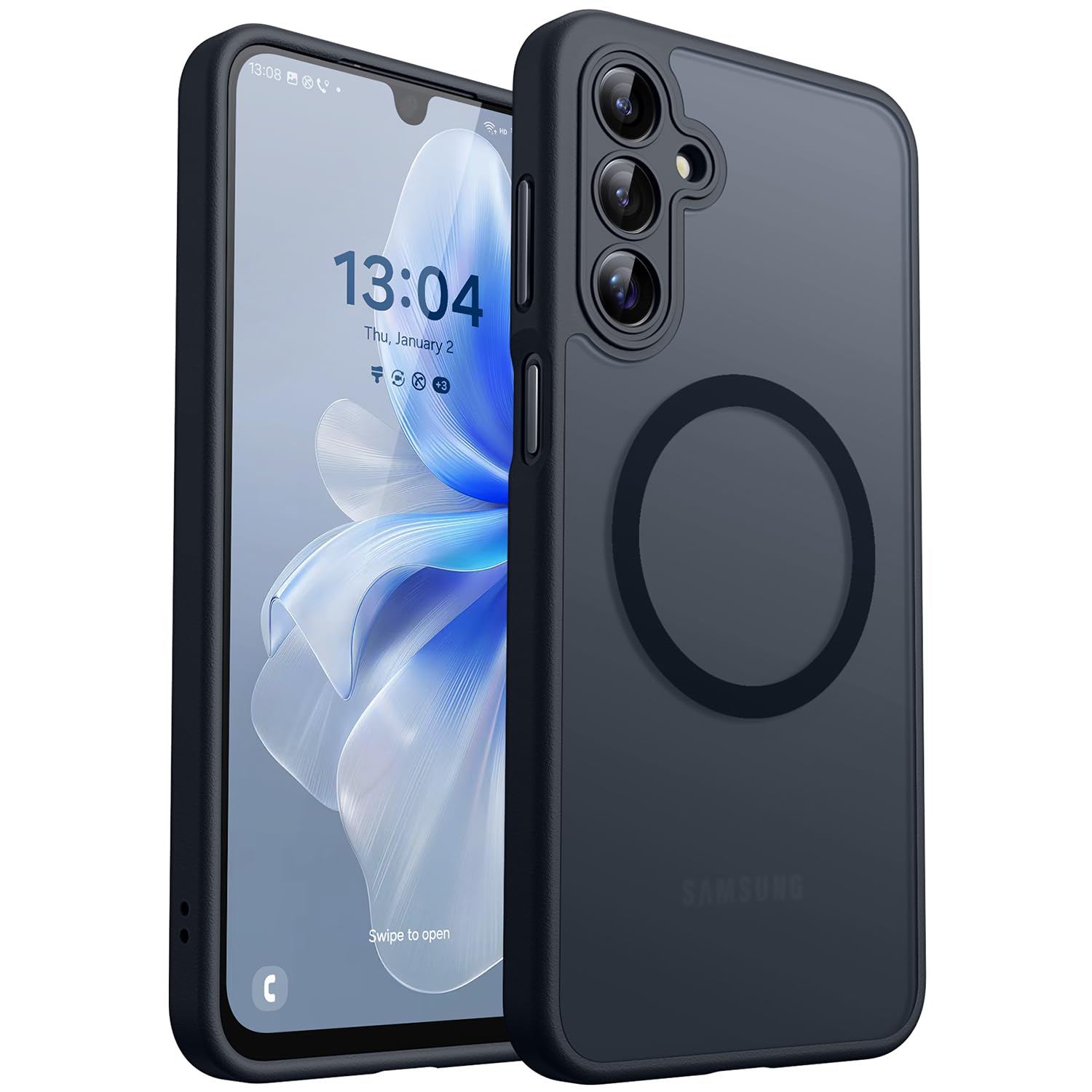 CANSHN Designed for Samsung Galaxy A16-5G Case [Full Camera Protection] [Compatible with Magsafe] Translucent Matte Back Protective Phone Cover, Black