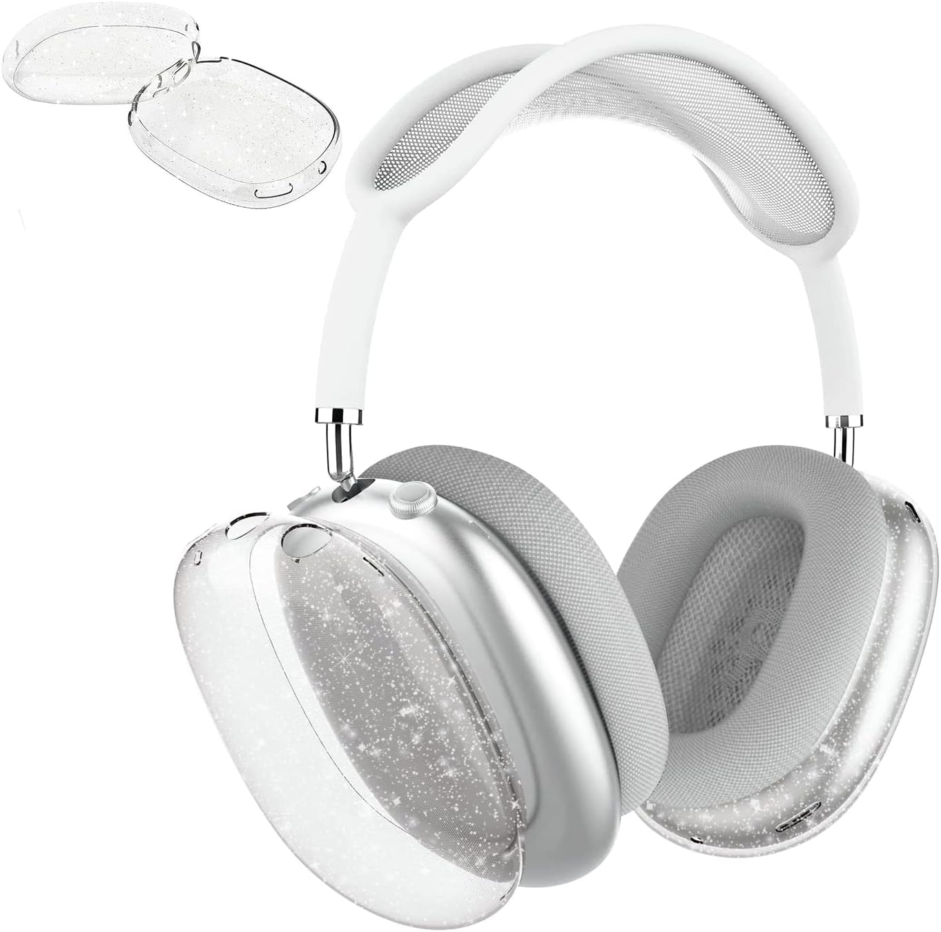 Aircawin for AirPods Max Case Clear Glitter,Soft TPU Clear for Airpods Max Case Cover,Shockproof Anti-Scratch Protective Cover No-Yellowing Transparent Accessories for AirPod Max Headphone-Glitter
