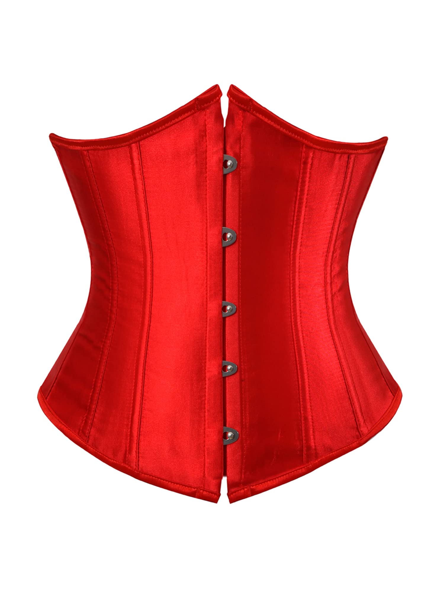 Anuedgis Women Satin Bustier Top Stylish Floral Jacquard Lace up Boned Overbust Corset Sexy Off Shoulder Going Out Body Shaper Top (B-Red, 3XL)