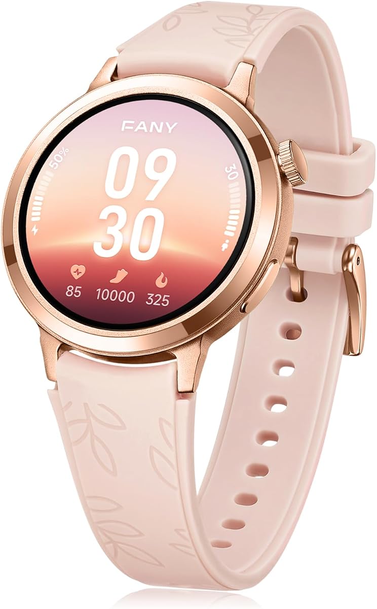 Reloj inteligente Luna para mujer, reloj inteligente pequeño AMOLED de 1,1" para mujer | Seguimiento de actividad 24/7, monitor de frecuencia cardíaca, monitor de sueño, notificaciones de mensajes, batería de larga duración