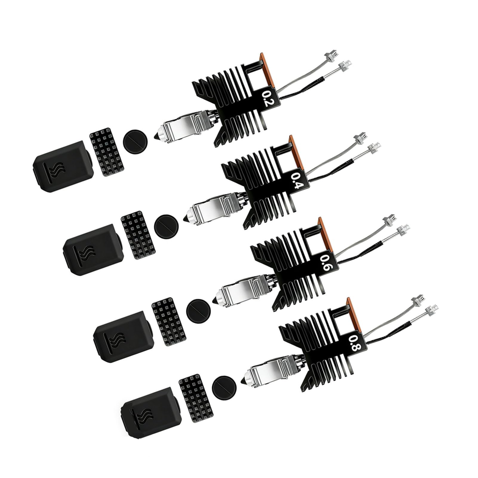 Asixxsix Hotend-Kit, 48-W-Keramik-Hochgeschwindigkeits-Hotend für 3D-Drucker, Düse aus Gehärtetem Stahl mit 0,2 Mm, 0,4 Mm, 0,6 und 0,8 Düsen für Snapmaker U1