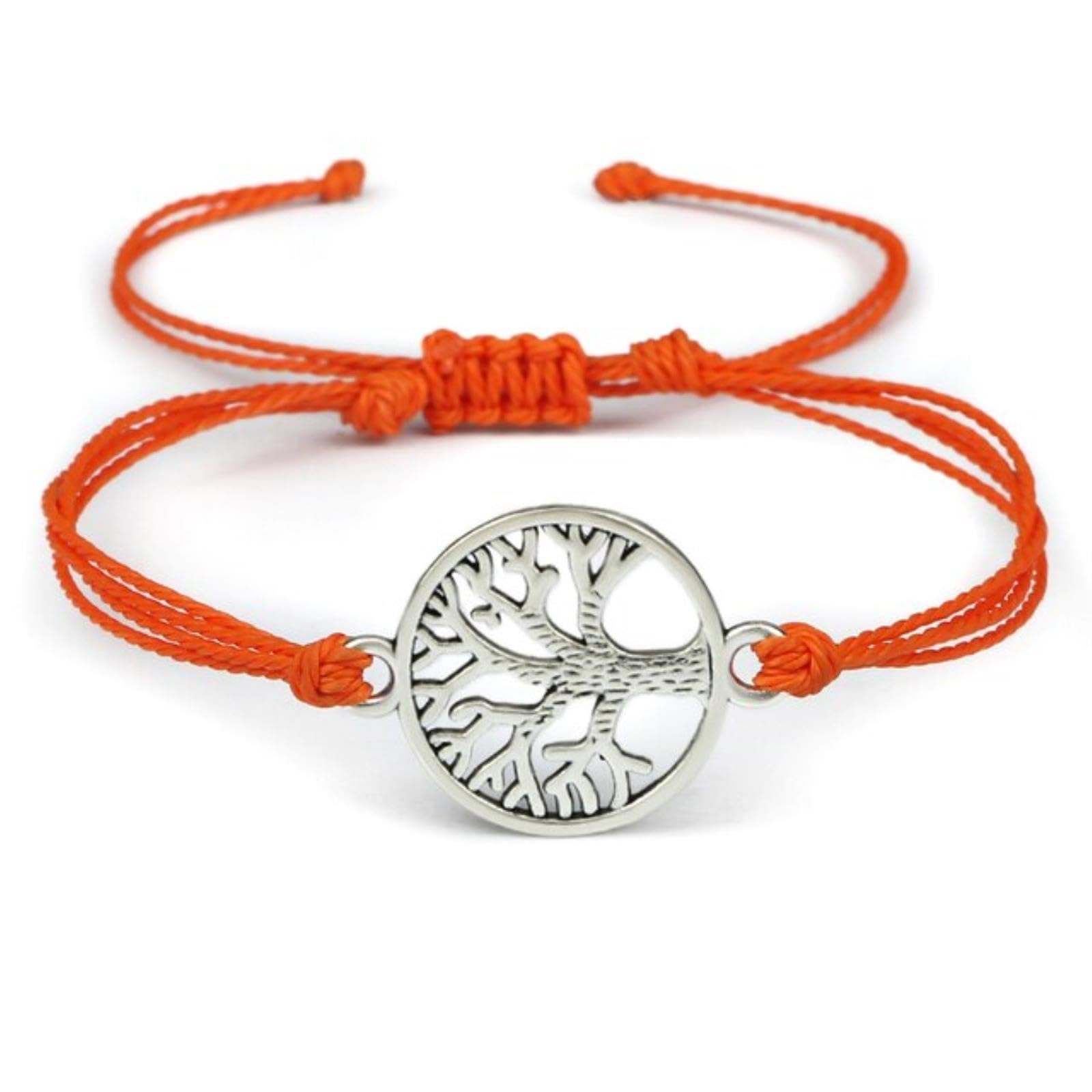 Weav Orange Multicolor Handmade Braid Bracelets Fashion Tree Of Life Charm Pwomen Bracelet Bangles Lover Friendship Ethnic Tibetan Jewelry Size 24