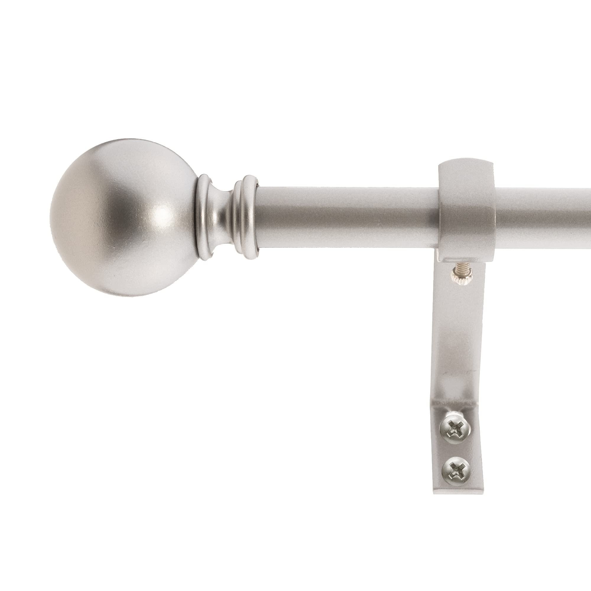 Decopolitan 5/8" Classic Ball Curtain Rod Set, 26 to 48 Inches, Dark Nickel