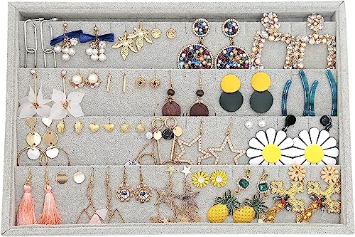 Image of Earring Velvet Jewelry Drawer Organizer Tray Stackable Tray
