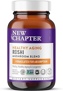 New Chapter Reishi Mushroom - LifeShield Reishi for Healthy Aging + Organic Reishi Mushroom + Vegan + Non-GMO, Nootropic Ingredients - 60 ct