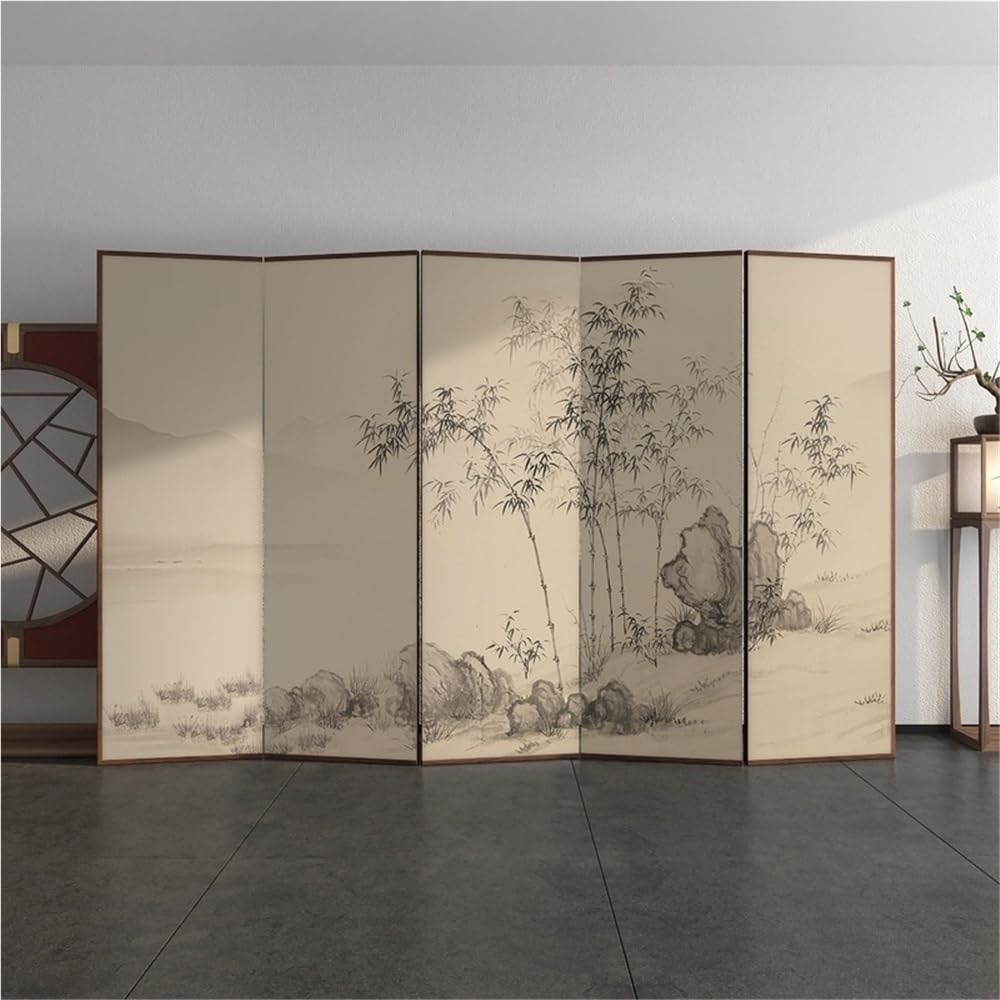 Paravent-Interieur Retro Chinesische Paravent-Partition Büro Wohnzimmer Hintergrundwand Home Abschirmung Hotel Einfacher Bambus-Faltschirm