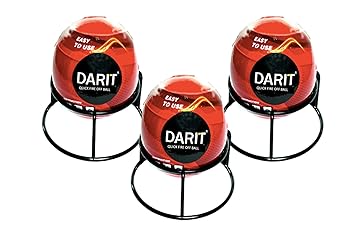 DARIT [Pack of 3] Fireball-Fire Extinguisher Ball, Quick Fire Off, Automatic Fire Extinguishing Fire Suppression Device with Mount and User Manual Ideal for Home, Car, Garage and More(1.3kg)