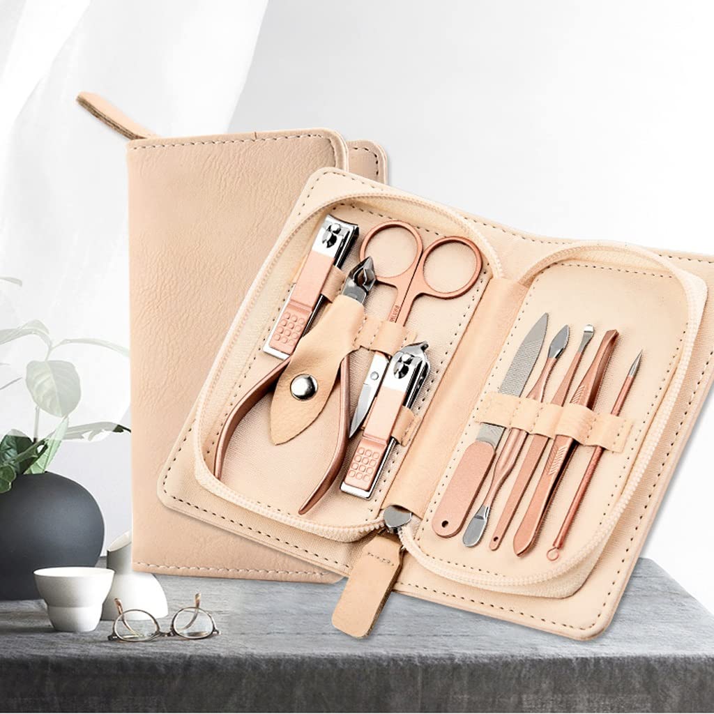Set de manicura de Viaje de 9 Piezas para el Cuidado Personal, Set de uñas portátil con Lima incorporada para Hombres y Mujeres, cortauñas y Pinzas para el hogar.