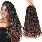 6Pcs/Lot Curly Faux Locs Crochet Hair Deep Wave Braiding Hair With Curly Ends Crochet Goddess Locs...