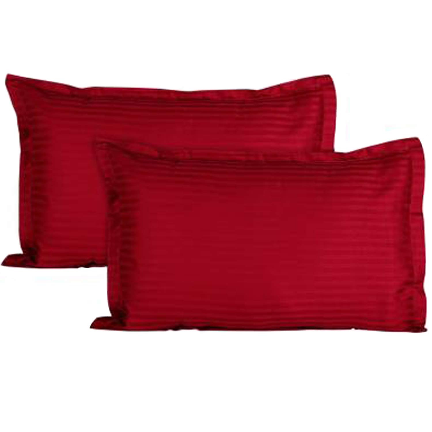 Kuber Industries Cotton Luxurious Striped 2 Pieces Pillow Cover 25"x17" (Maroon)-CTKTC030044